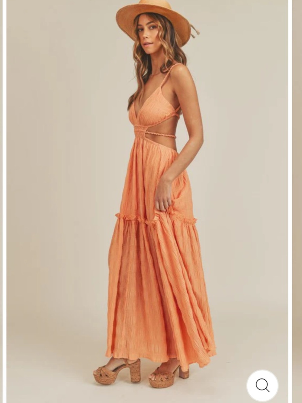 Mable Summer Love Maxi Dress In Orange Size Large Layered Dress Open Back - Picture 1 of 7